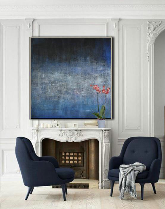 Abstract Painting Extra Large Canvas Art,Oversized Contemporary Painting,Hand Painted Abstract Art,Dark Blue,Black,Grey.etc